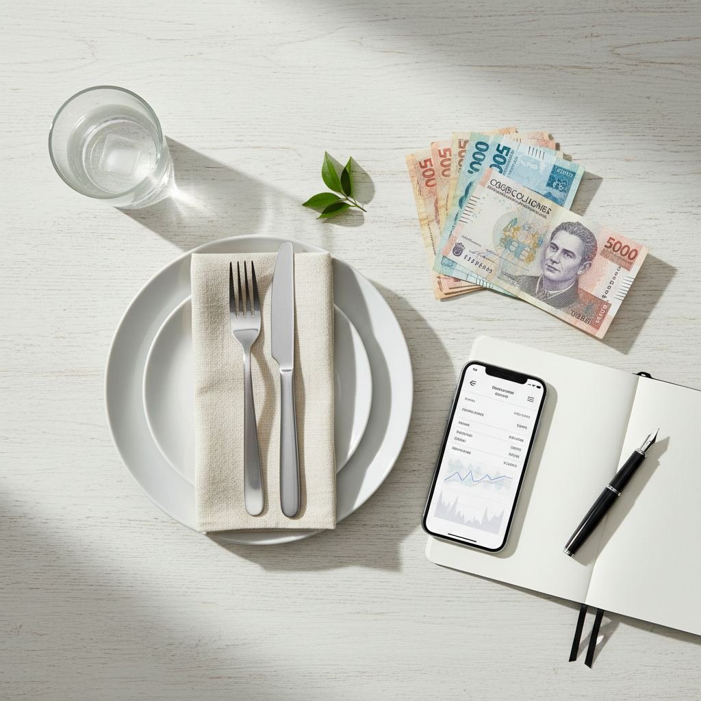 Colombian peso cash and digital transaction receipt on a table